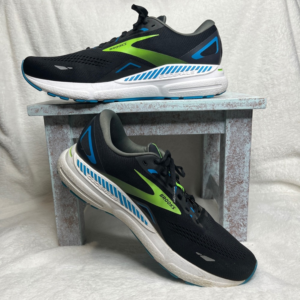 Brooks Adrenaline GTS 23 Mens Black Hawaiin Ocean Green‎ Running Shoes Size 12